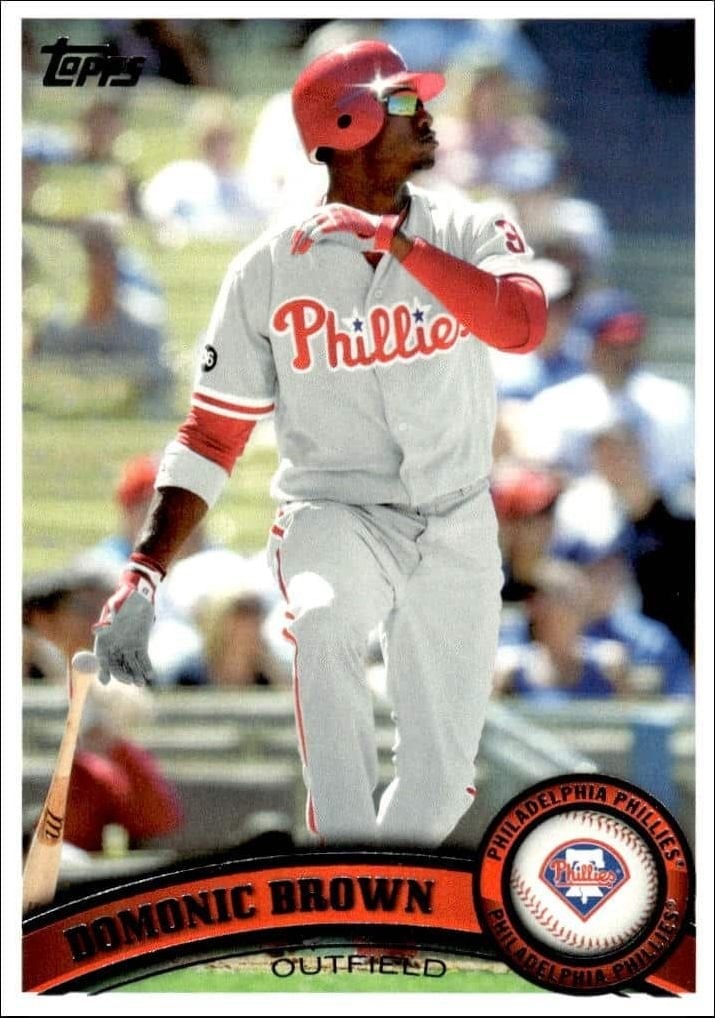 Domonic Brown 2011 Topps Series 2 #421 Baseball Trading Card - Front 2011 Topps Series 2 Domonic Brown #421 baseball trading card front