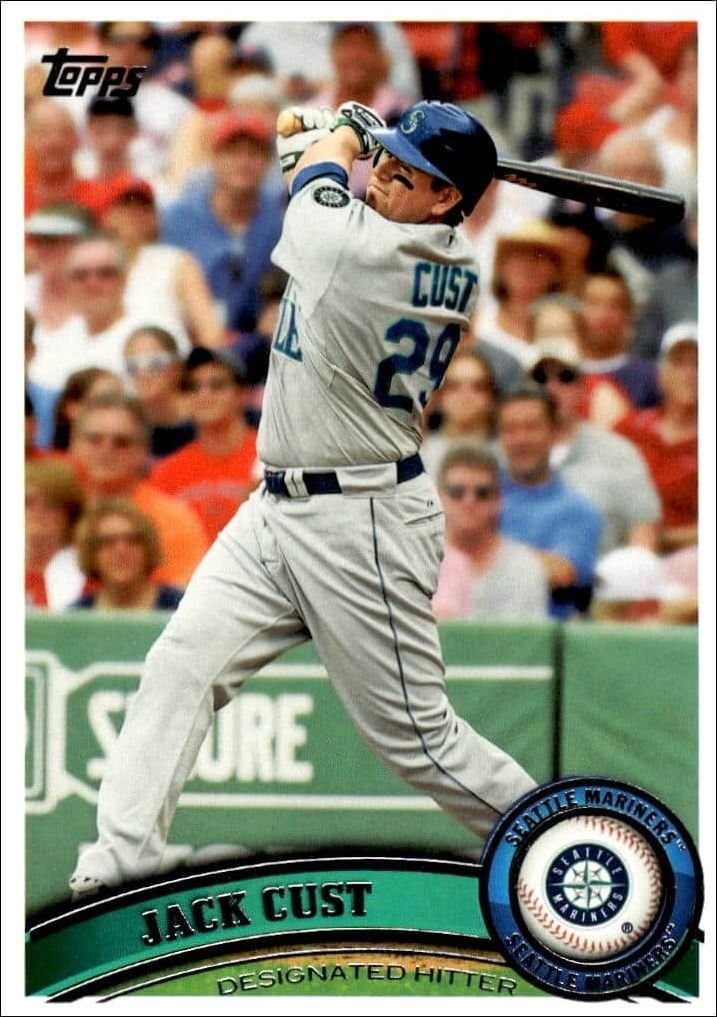 Jack Cust 2011 Topps Series 2 #402 Baseball Trading Card - Front 2011 Topps Series 2 Jack Cust #402 baseball trading card front