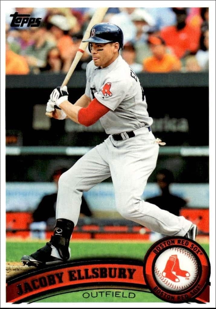 Jacoby Ellsbury 2011 Topps Series 2 #351 Baseball Trading Card - Front 2011 Topps Series 2 Jacoby Ellsbury #351 baseball trading card front