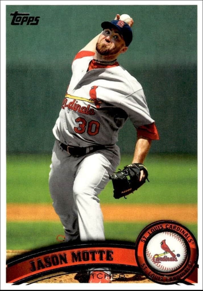 Jason Motte 2011 Topps Series 2 #538 Baseball Trading Card - Front 2011 Topps Series 2 Jason Motte #538 baseball trading card front