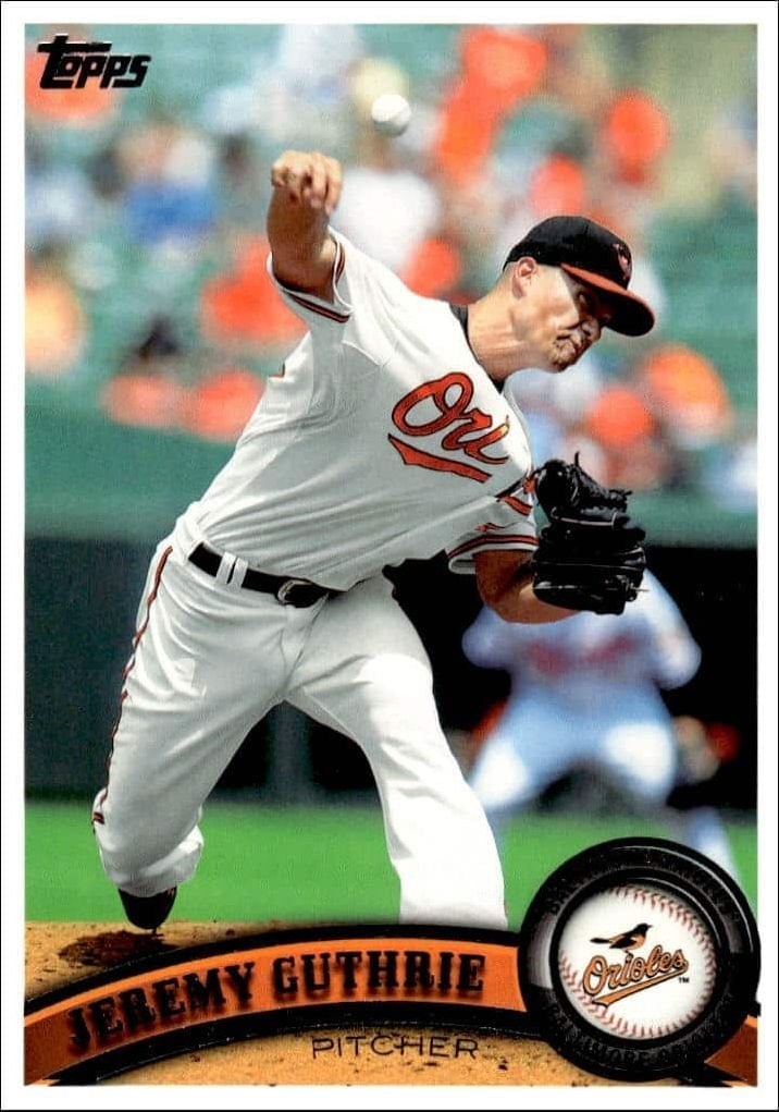 Jeremy Guthrie 2011 Topps #321 Baseball Trading Card - Front 2011 Topps Jeremy Guthrie #321 baseball trading card front