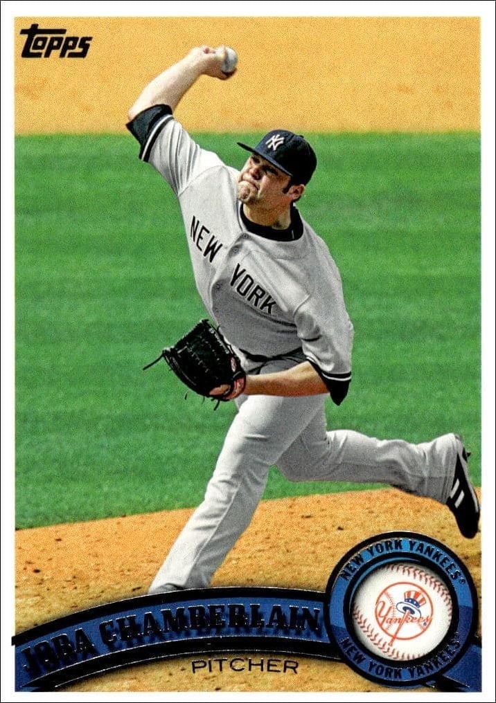 Joba Chamberlain 2011 Topps Series 2 #649 Baseball Trading Card - Front 2011 Topps Series 2 Joba Chamberlain #649 baseball trading card front