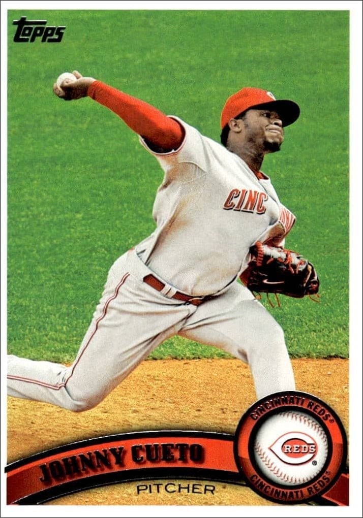 Johnny Cueto 2011 Topps #142 Baseball Trading Card - Front 2011 Topps Johnny Cueto #142 baseball trading card front