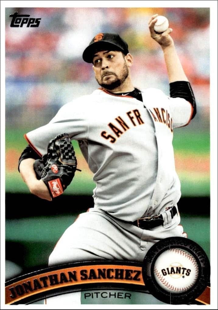 Jonathan Sanchez 2011 Topps #229 Baseball Trading Card - Front 2011 Topps Jonathan Sanchez #229 baseball trading card front