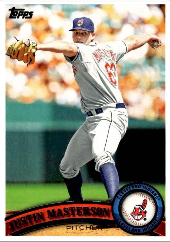 Justin Masterson 2011 Topps Series 2 #544 Baseball Trading Card - Front 2011 Topps Series 2 Justin Masterson #544 baseball trading card front