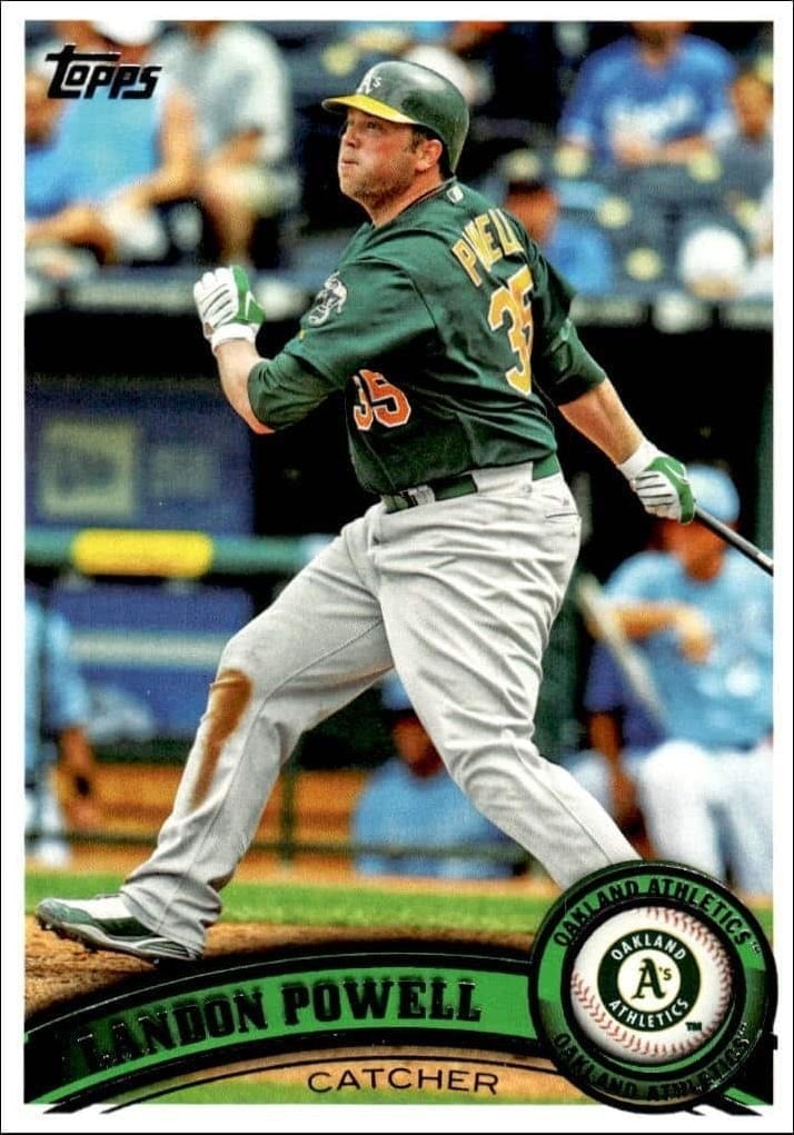 Landon Powell 2011 Topps Series 2 #348 Baseball Trading Card - Front 2011 Topps Series 2 Landon Powell #348 baseball trading card front