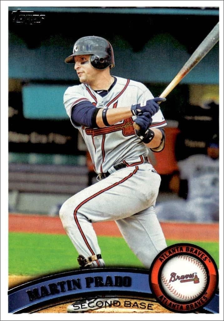 Martin Prado 2011 Topps #44 Baseball Trading Card - Front 2011 Topps Martin Prado #44 baseball trading card front