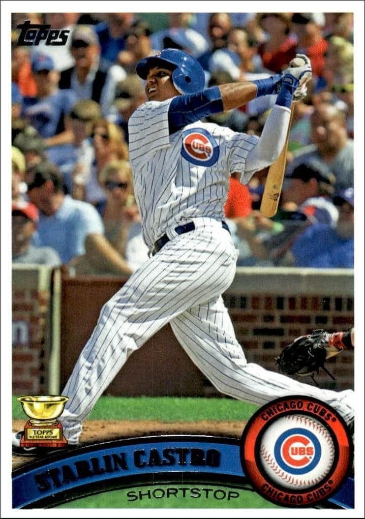 Starlin Castro 2011 Topps Series 2 #655 Baseball Trading Card - Front 2011 Topps Series 2 Starlin Castro #655 baseball trading card front