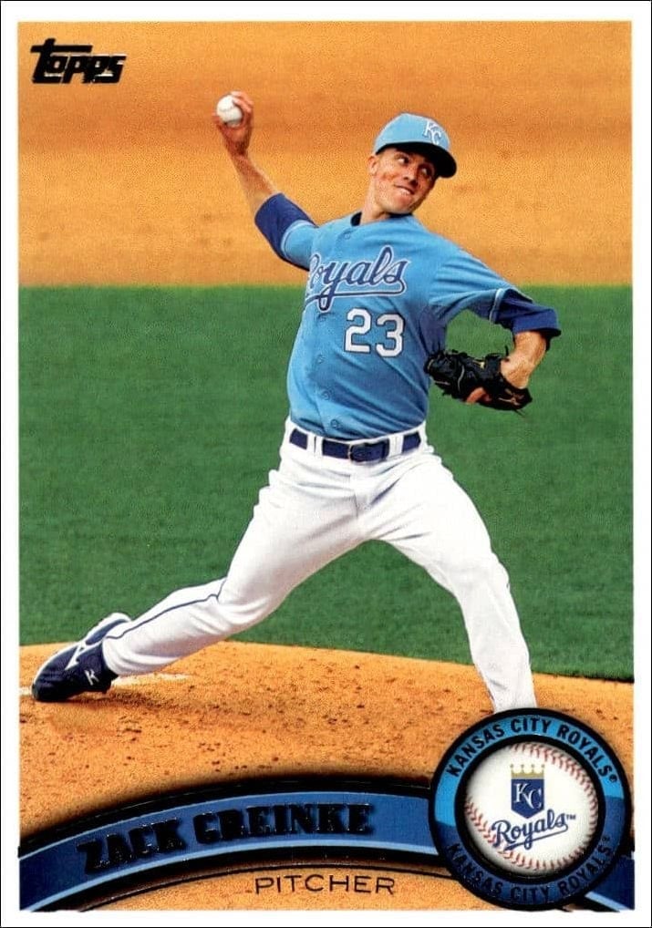Zack Greinke 2011 Topps #108 Baseball Trading Card - Front 2011 Topps Zack Greinke #108 baseball trading card front