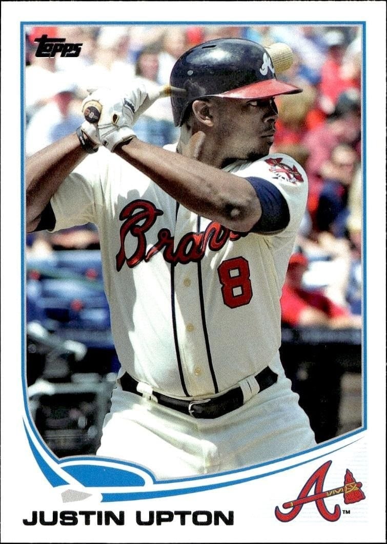 Justin Upton 2013 Topps Update #US140 Baseball Trading Card - Front 2013 Topps Update Justin Upton #US140 baseball trading card front