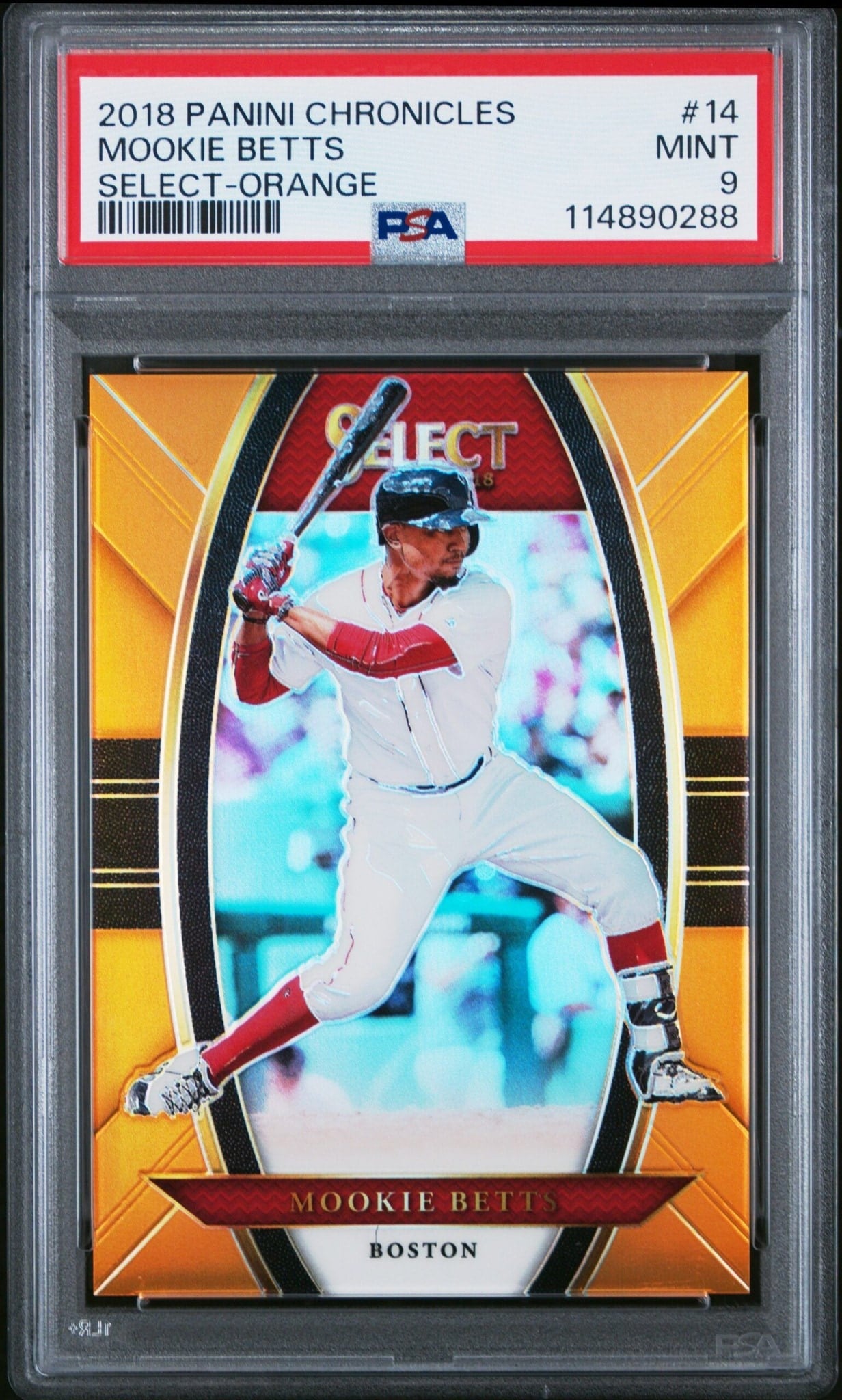 Mookie Betts 2018 Panini Chronicles Select #14 Baseball Trading Card - Front 2018 Panini Chronicles Select Mookie Betts #14 baseball trading card front