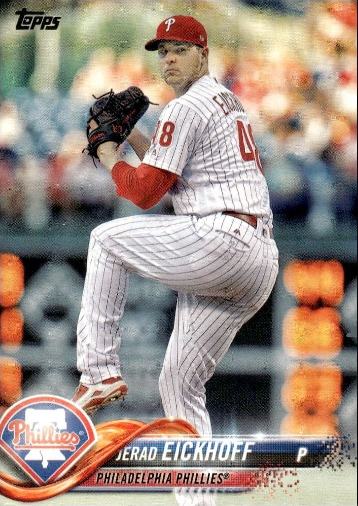 Jerad Eickhoff 2018 Topps Series 2 #621 Baseball Trading Card - Front 2018 Topps Series 2 Jerad Eickhoff #621 baseball trading card front