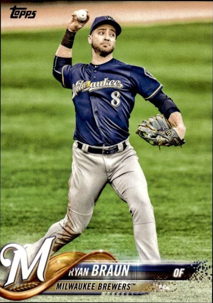 Ryan Braun 2018 Topps #180 Baseball Trading Card - Front 2018 Topps Ryan Braun #180 baseball trading card front