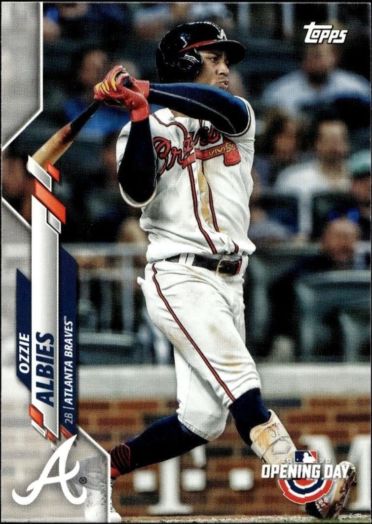 Ozzie Albies 2020 Topps Opening Day #71 Baseball Trading Card - Front 2020 Topps Opening Day Ozzie Albies #71 baseball trading card front