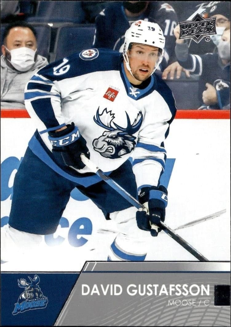 David Gustafsson 2021-22 Upper Deck Ahl #93 Hockey Trading Card - Front 2021-22 Upper Deck Ahl David Gustafsson #93 hockey trading card front