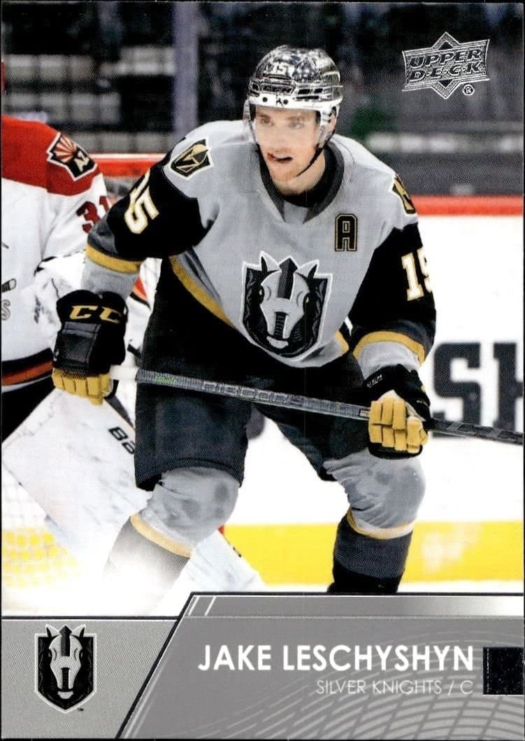 Jake Leschyshyn 2021-22 Upper Deck Ahl #12 Hockey Trading Card - Front 2021-22 Upper Deck Ahl Jake Leschyshyn #12 hockey trading card front