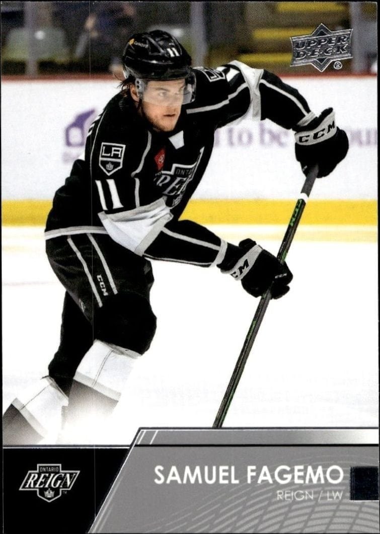 Samuel Fagemo 2021-22 Upper Deck Ahl #62 Hockey Trading Card - Front 2021-22 Upper Deck Ahl Samuel Fagemo #62 hockey trading card front