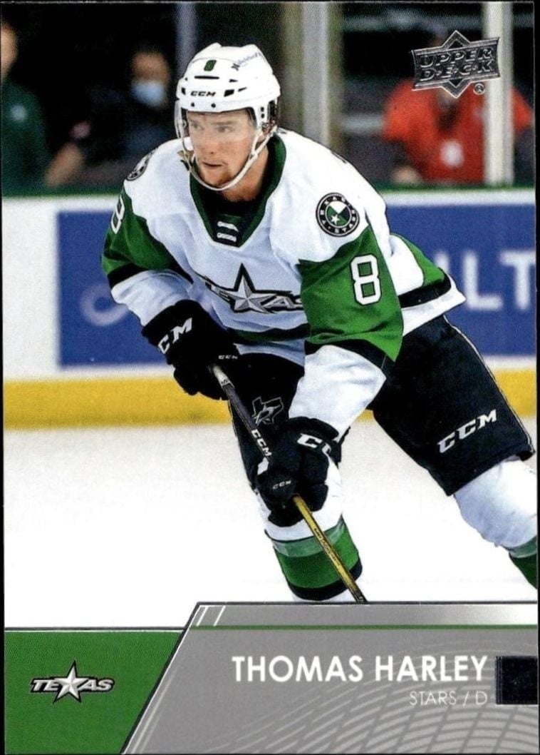 Thomas Harley 2021-22 Upper Deck Ahl #58 Hockey Trading Card - Front 2021-22 Upper Deck Ahl Thomas Harley #58 hockey trading card front