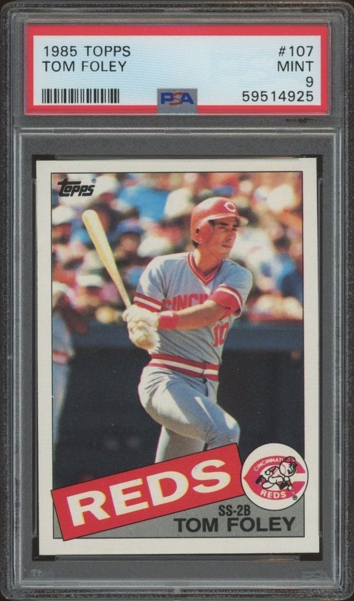 Tom Foley 1985 Topps #107 Baseball Trading Card - Front 1985 Topps Tom Foley #107 baseball trading card front