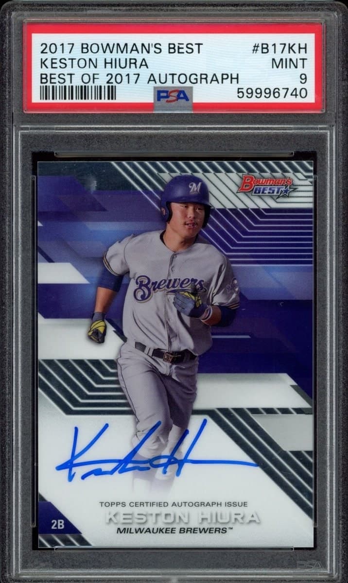 Keston Hiura 2017 Bowman's Best #B17-KH Baseball Trading Card - Front 2017 Bowman's Best Keston Hiura #B17-KH baseball trading card front