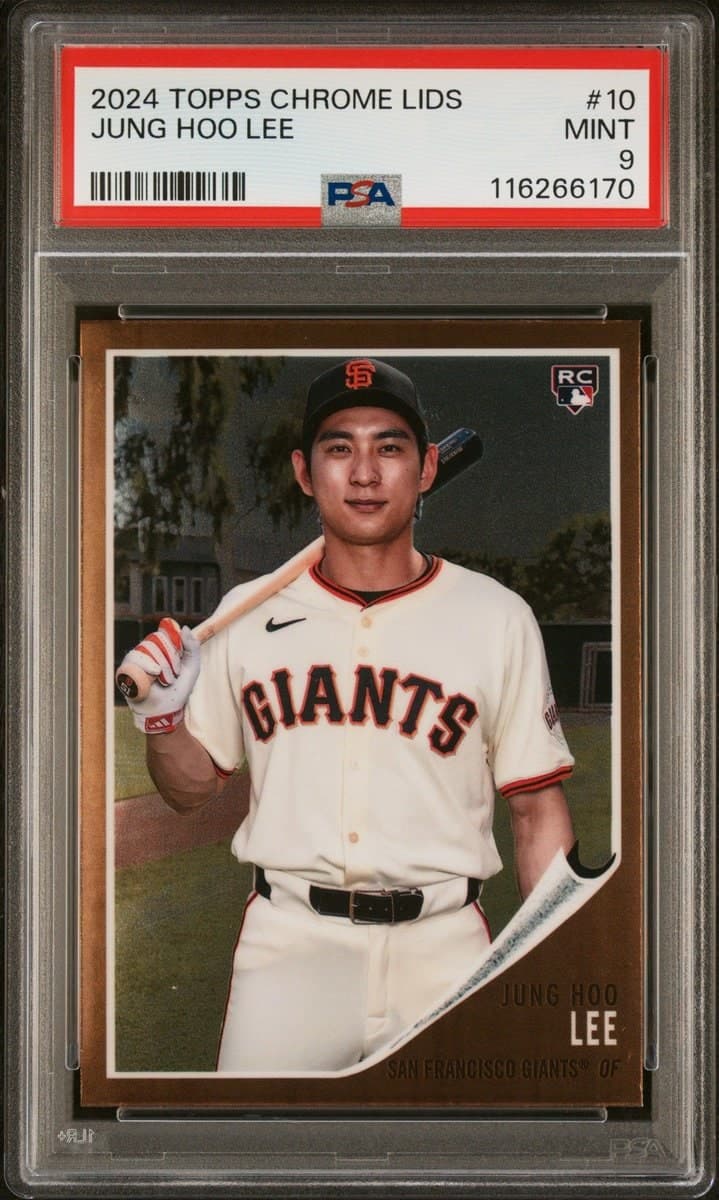 Jung Hoo Lee 2024 Topps Chrome Lids Mitchell & Ness #10 Baseball Trading Card - Front 2024 Topps Chrome Lids Mitchell & Ness Jung Hoo Lee #10 baseball trading card front