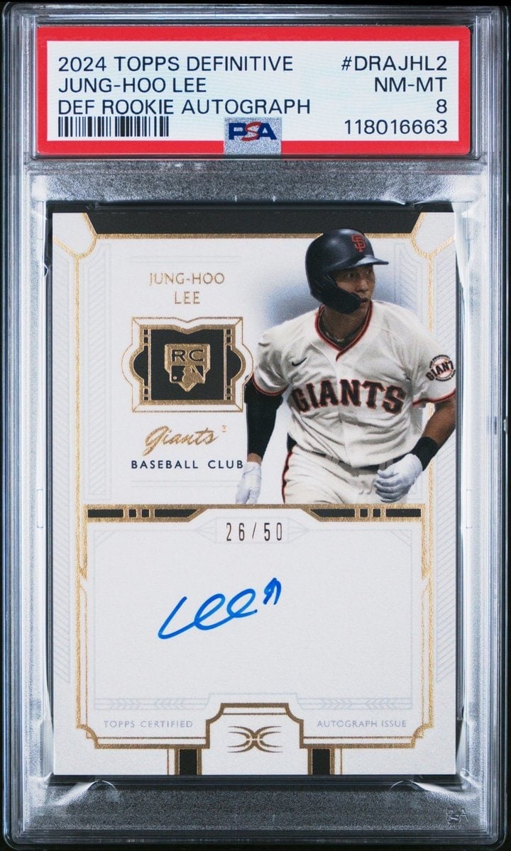 Jung Hoo Lee 2024 Topps Definitive Collection #DRA-JHL2 Baseball Trading Card - Front 2024 Topps Definitive Collection Jung Hoo Lee #DRA-JHL2 baseball trading card front