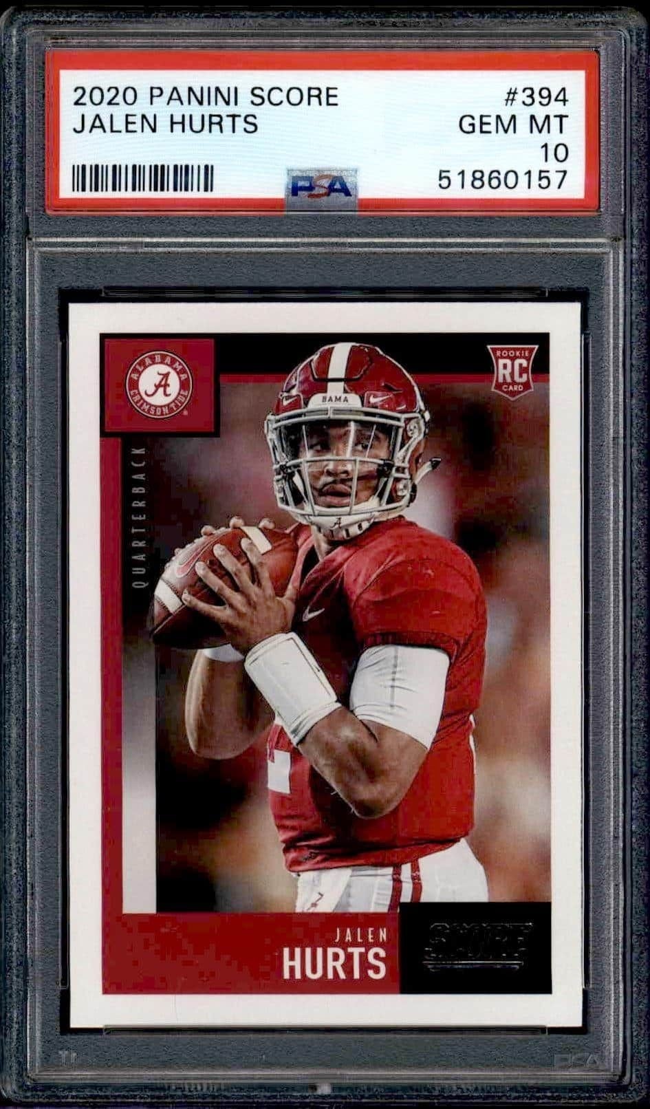 Jalen Hurts 2020 Panini Score #394 Football Trading Card - Front 2020 Panini Score Jalen Hurts #394 football trading card front