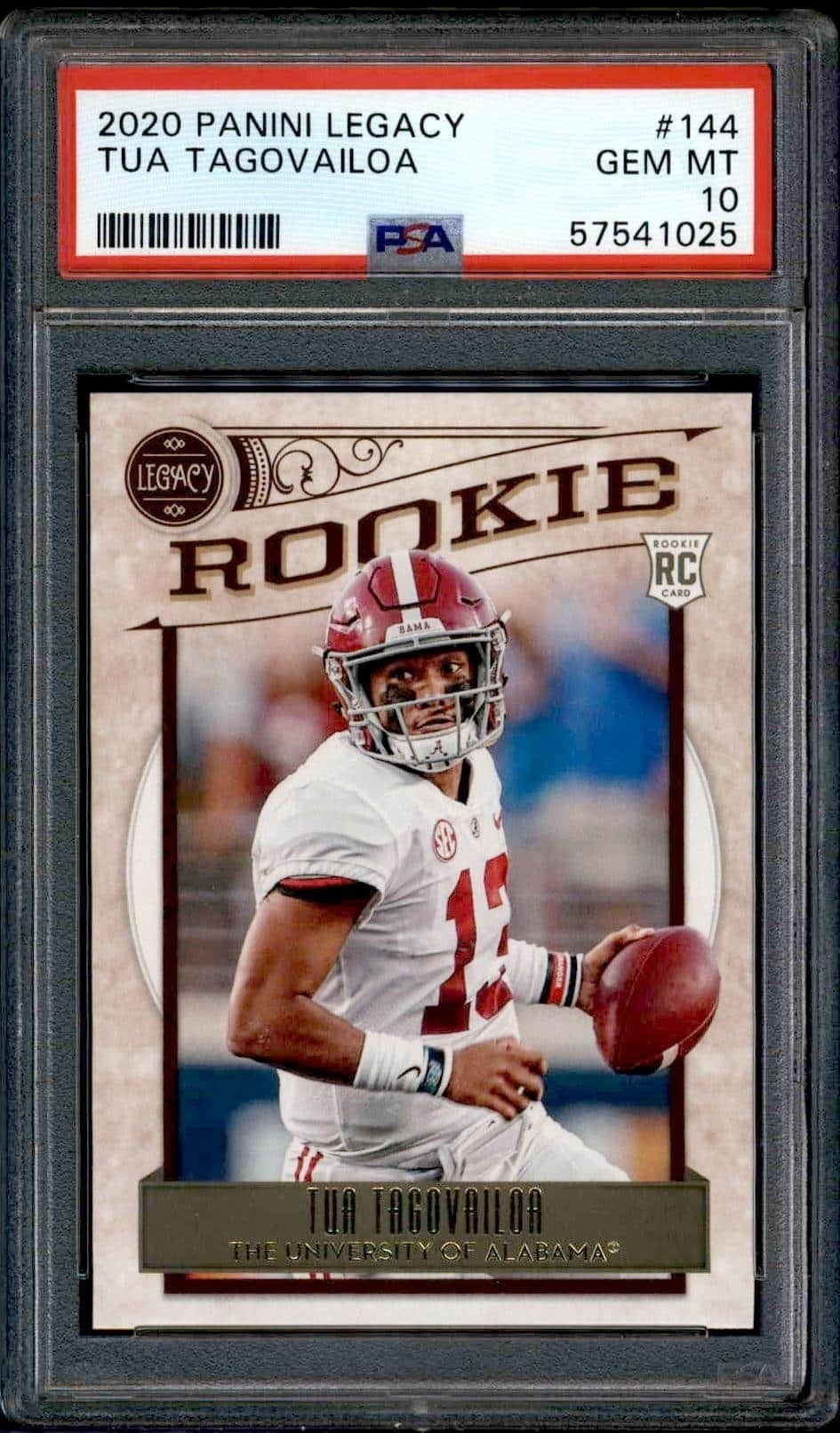 Tua Tagovailoa 2020 Panini Legacy #144 Football Trading Card - Front 2020 Panini Legacy Tua Tagovailoa #144 football trading card front