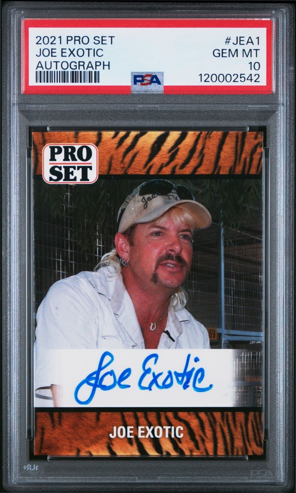 Joe Exotic 2021 Leaf Pro Set #JEA1 Entertainment Trading Card - Front 2021 Leaf Pro Set Joe Exotic #JEA1 entertainment trading card front
