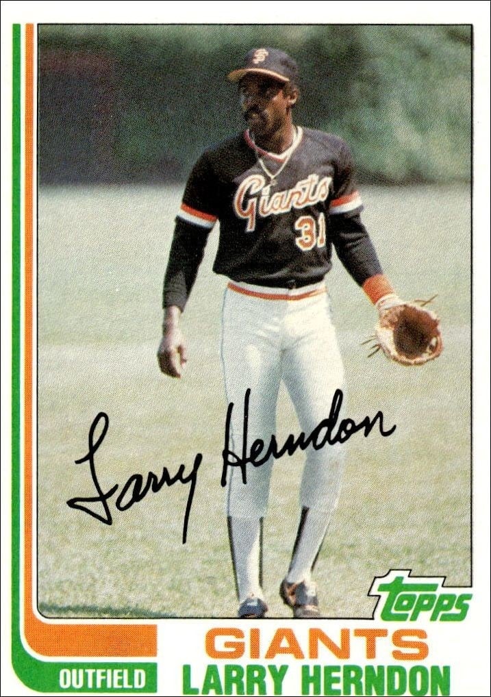 Larry Herndon 1982 Topps #182 Baseball Trading Card - Front 1982 Topps Larry Herndon #182 baseball trading card front