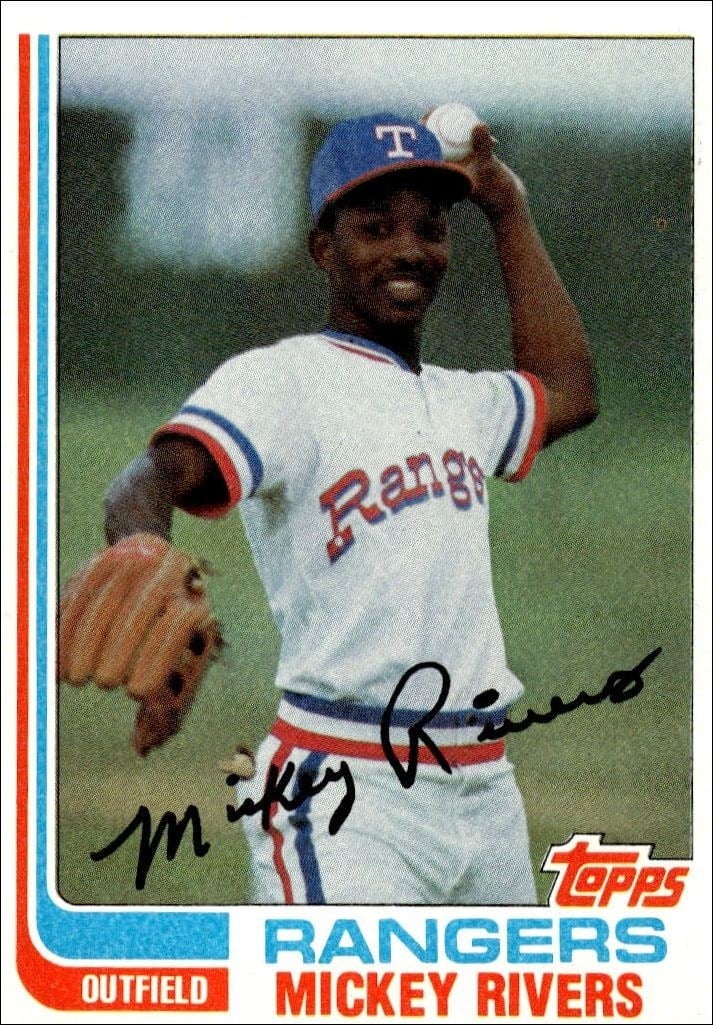Mickey Rivers 1982 Topps #704 Baseball Trading Card - Front 1982 Topps Mickey Rivers #704 baseball trading card front