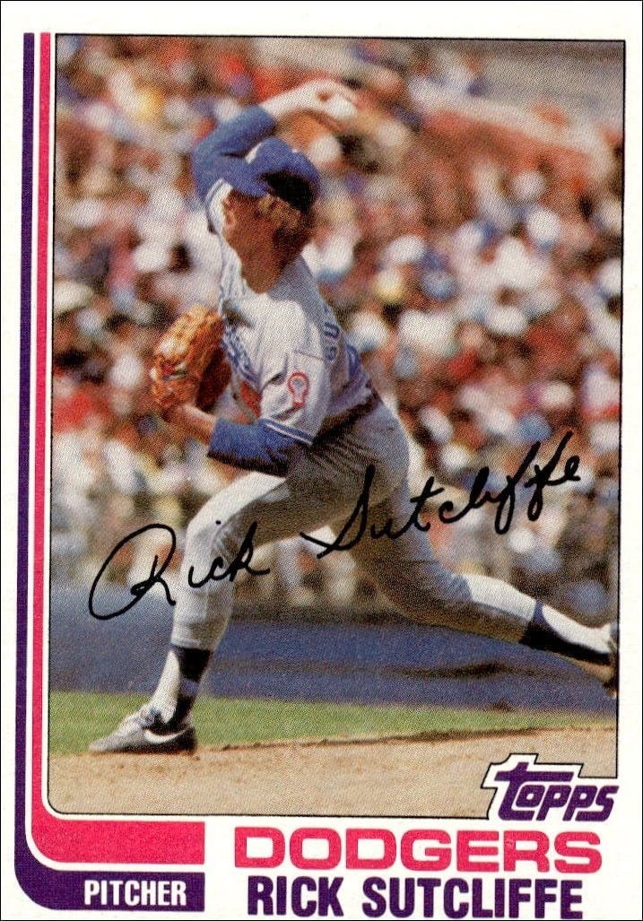 Rick Sutcliffe 1982 Topps #609 Baseball Trading Card - Front 1982 Topps Rick Sutcliffe #609 baseball trading card front