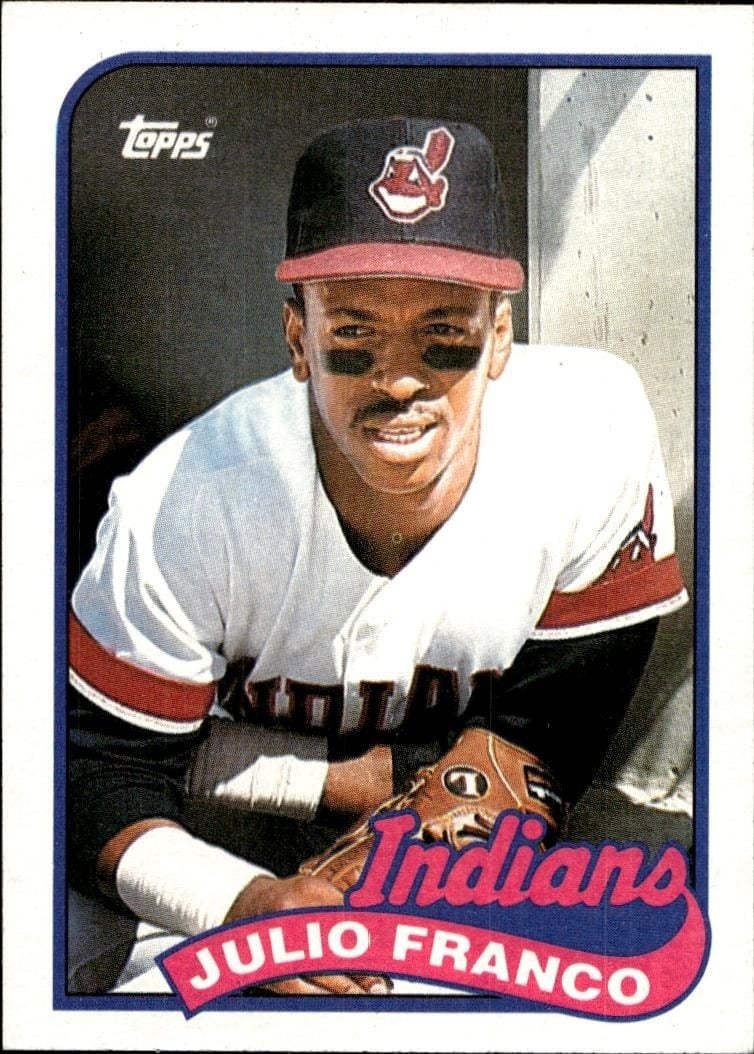 Julio Franco 1989 Topps #55 Baseball Trading Card - Front 1989 Topps Julio Franco #55 baseball trading card front