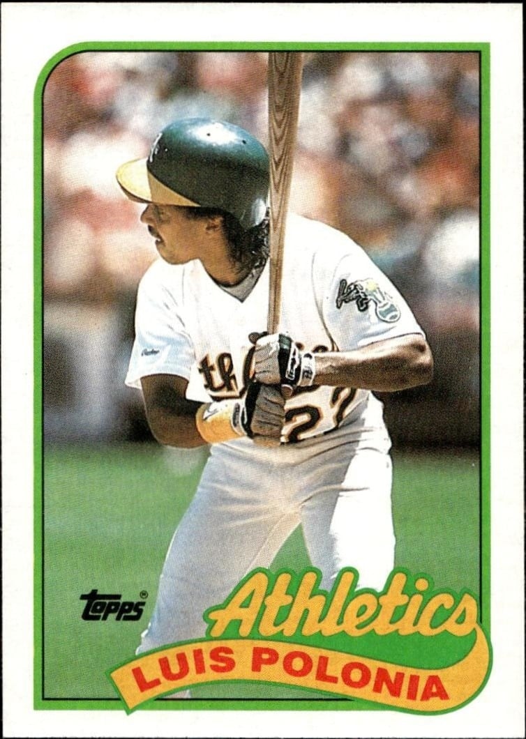 Luis Polonia 1989 Topps #424 Baseball Trading Card - Front 1989 Topps Luis Polonia #424 baseball trading card front