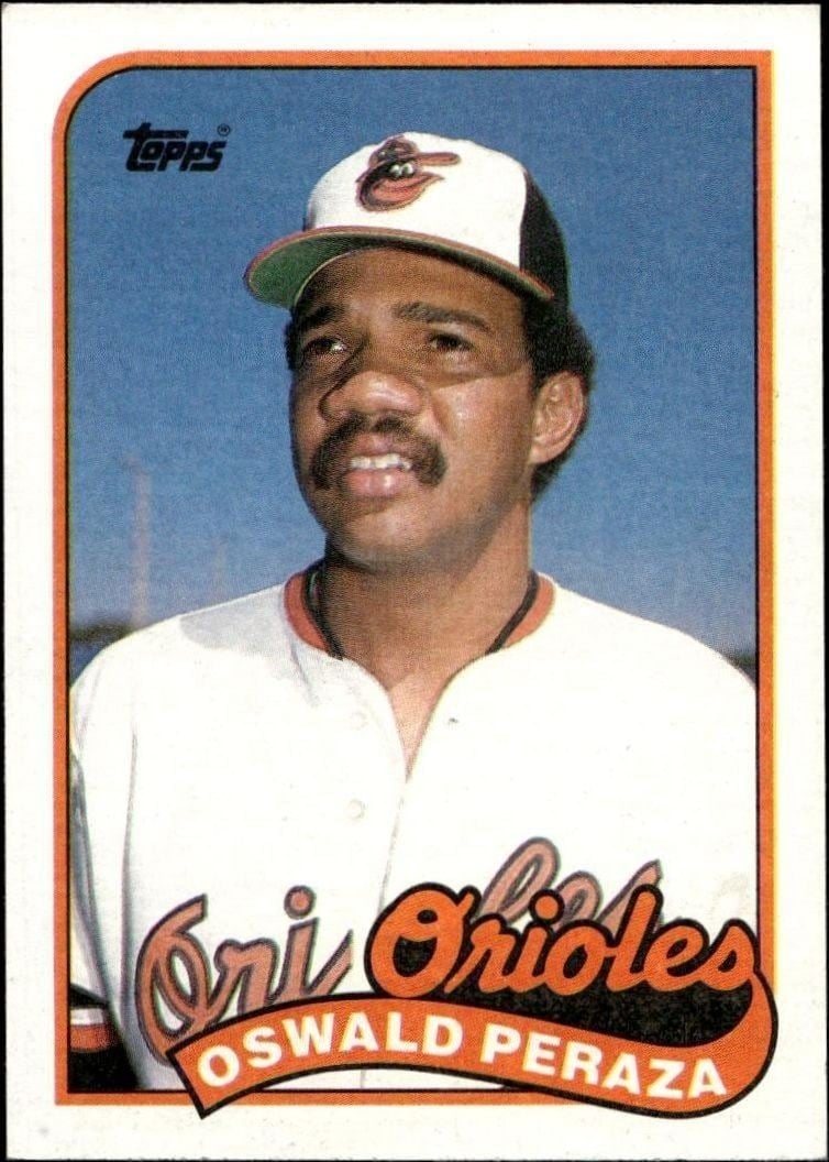 Oswald Peraza 1989 Topps #297 Baseball Trading Card - Front 1989 Topps Oswald Peraza #297 baseball trading card front