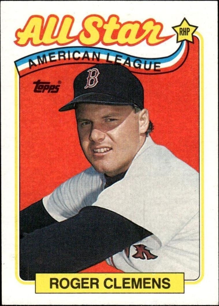 Roger Clemens 1989 Topps #405 Baseball Trading Card - Front 1989 Topps Roger Clemens #405 baseball trading card front