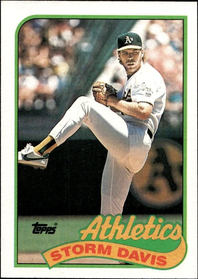 Storm Davis 1989 Topps #701 Baseball Trading Card - Front 1989 Topps Storm Davis #701 baseball trading card front