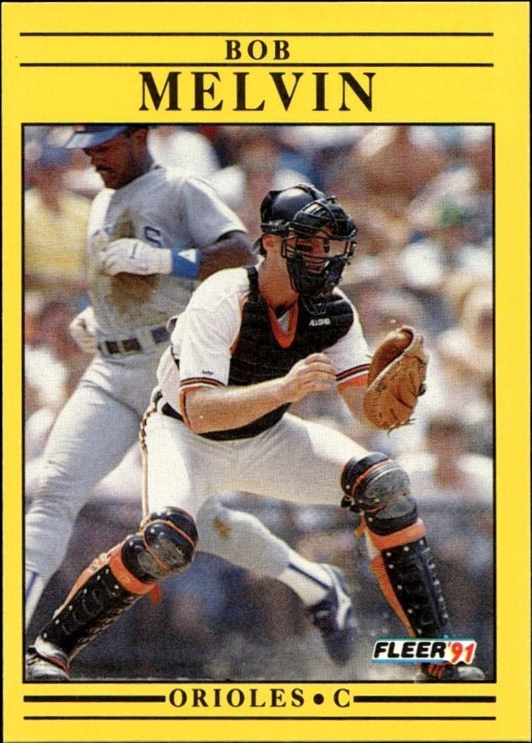 Bob Melvin 1991 Fleer #482 Baseball Trading Card - Front 1991 Fleer Bob Melvin #482 baseball trading card front