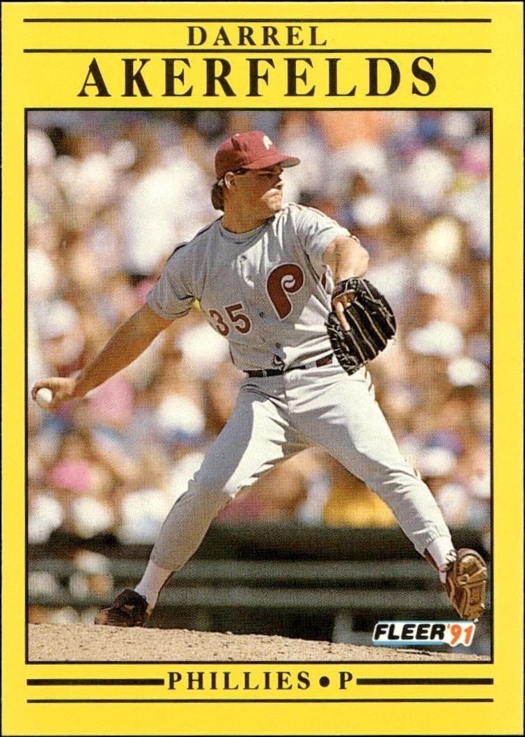 Darrel Akerfelds 1991 Fleer #386 Baseball Trading Card - Front 1991 Fleer Darrel Akerfelds #386 baseball trading card front
