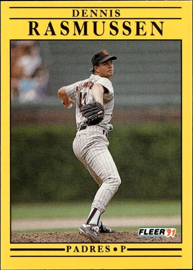 Dennis Rasmussen 1991 Fleer #539 Baseball Trading Card - Front 1991 Fleer Dennis Rasmussen #539 baseball trading card front