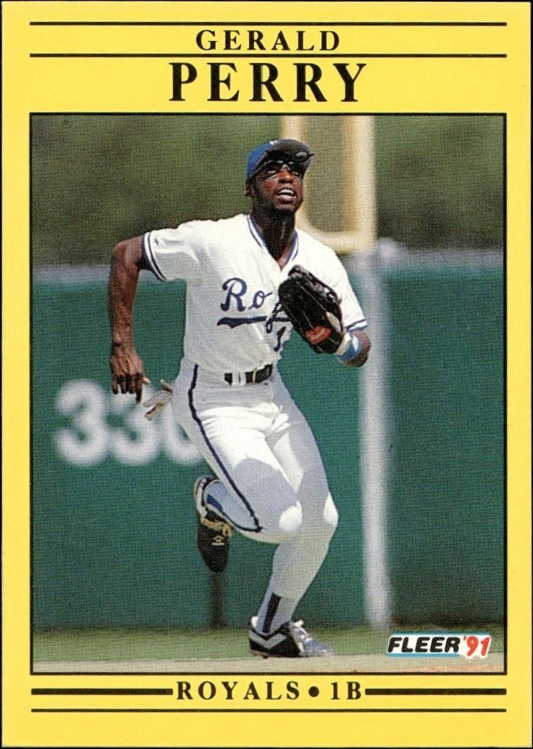 Gerald Perry 1991 Fleer #566 Baseball Trading Card - Front 1991 Fleer Gerald Perry #566 baseball trading card front
