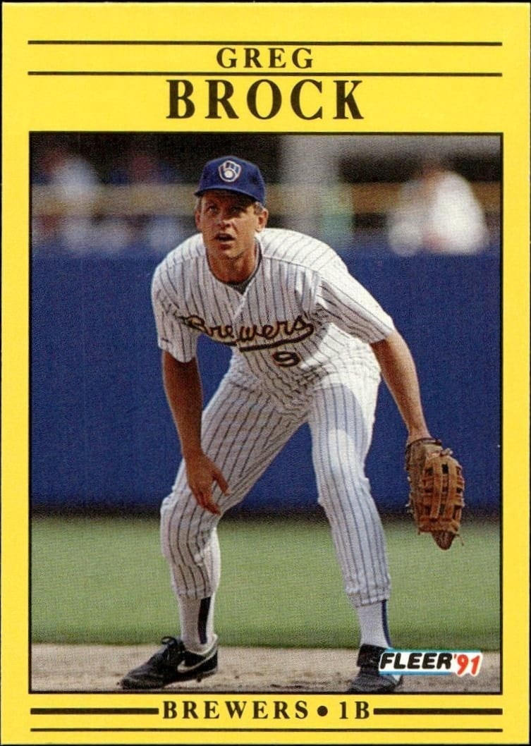 Greg Brock 1991 Fleer #577 Baseball Trading Card - Front 1991 Fleer Greg Brock #577 baseball trading card front