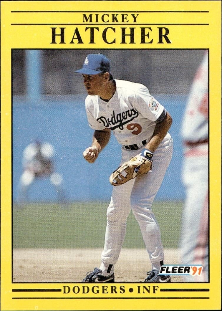 Mickey Hatcher 1991 Fleer #206 Baseball Trading Card - Front 1991 Fleer Mickey Hatcher #206 baseball trading card front