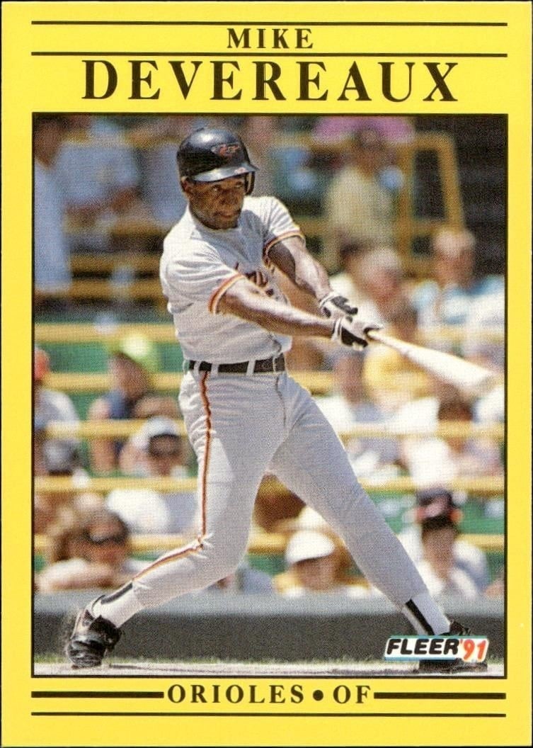 Mike Devereaux 1991 Fleer #469 Baseball Trading Card - Front 1991 Fleer Mike Devereaux #469 baseball trading card front