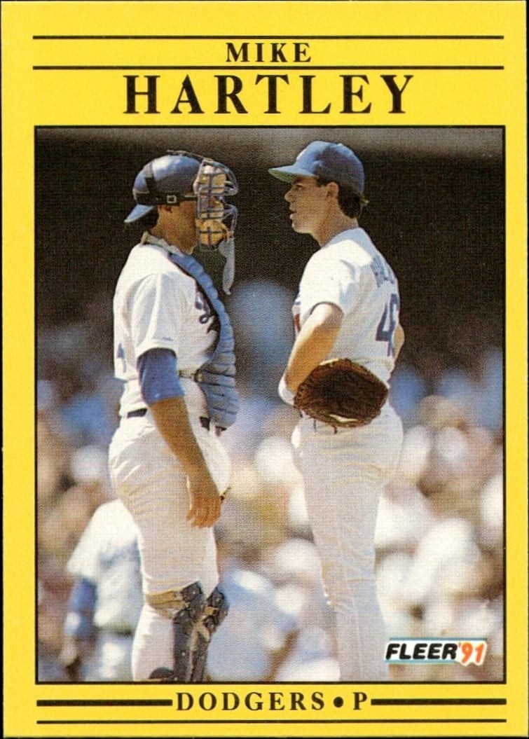 Mike Hartley 1991 Fleer #205 Baseball Trading Card - Front 1991 Fleer Mike Hartley #205 baseball trading card front