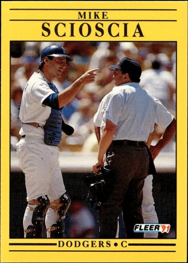 Mike Scioscia 1991 Fleer #219 Baseball Trading Card - Front 1991 Fleer Mike Scioscia #219 baseball trading card front