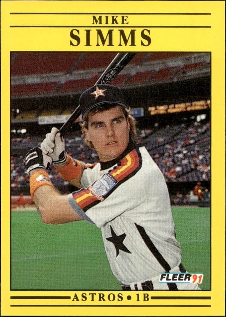 Mike Simms 1991 Fleer #516 Baseball Trading Card - Front 1991 Fleer Mike Simms #516 baseball trading card front
