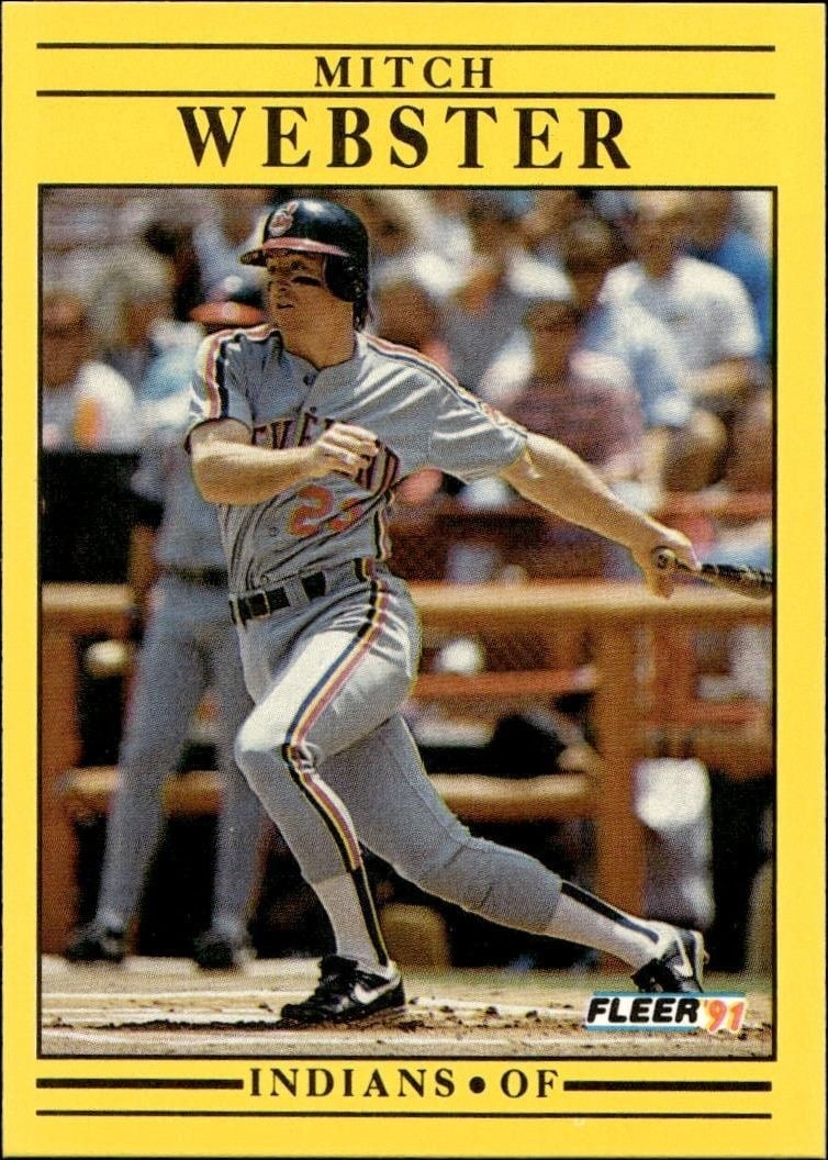 Mitch Webster 1991 Fleer #384 Baseball Trading Card - Front 1991 Fleer Mitch Webster #384 baseball trading card front
