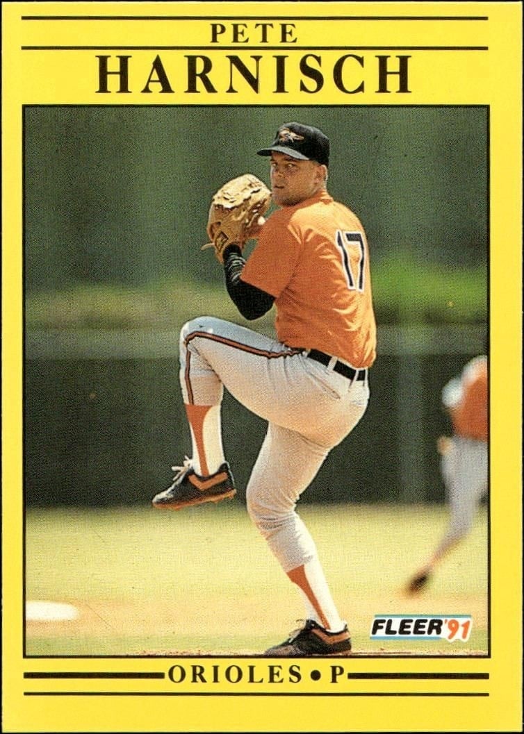Pete Harnisch 1991 Fleer #474 Baseball Trading Card - Front 1991 Fleer Pete Harnisch #474 baseball trading card front