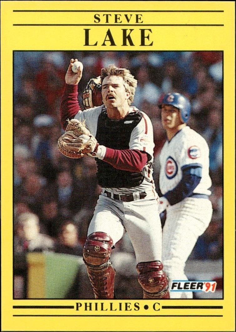 Steve Lake 1991 Fleer #403 Baseball Trading Card - Front 1991 Fleer Steve Lake #403 baseball trading card front
